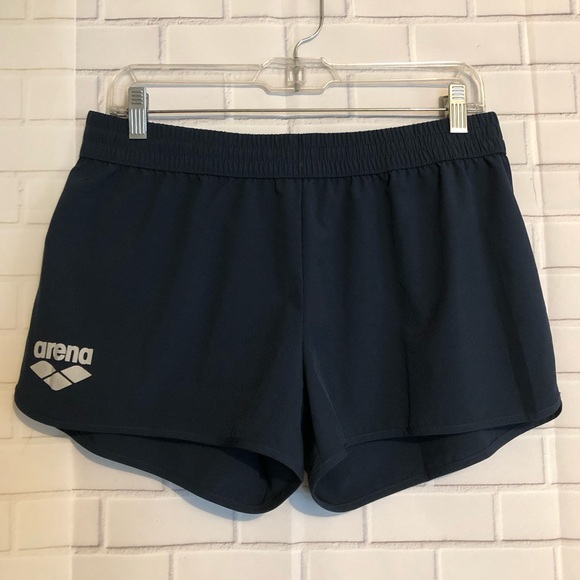 Arena Women's Team Line Navy Blue Drawstring Elastic Waist Shorts S - Picture 1 of 6